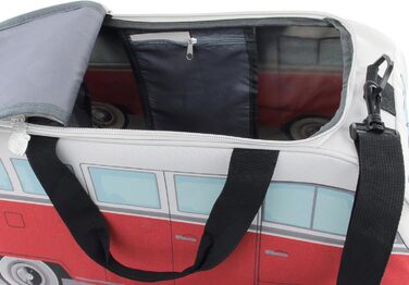 Сумка через плече BRISA VW у вигляді ретро-автобуса Volkswagen T1 Bulli, спортивна, червоно-бежева, 50x25x26 см