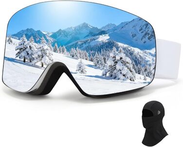 Окуляри для сноуборду VCOROS OTG Unisex з антитуманним покриттям та захистом від UV, скі-маска, срібно-білий колір (VLT13%)