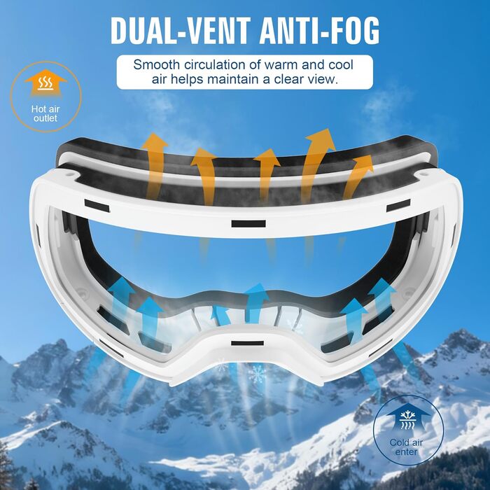 Скі-маска Suoso OTG для чоловіків та жінок - скі-окуляри з UV-захистом, антизапітніння, сумісні з шоломом, чорно-синій