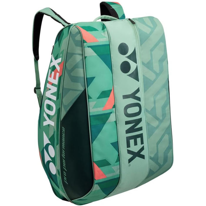 Тенісна сумка YONEX Pro на 12 ракеток, зелено-оранжева