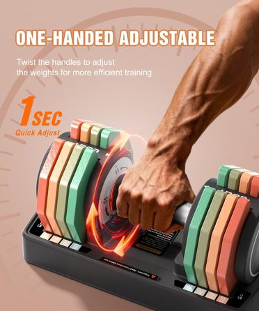Регульовані гантелі, набір 2 шт., 5.7-25 кг, 5-в-1, гантелі з нековзким грифом та різнокольоровими дисками для дому, спортзалу, вантажний набір (25 кг, окремо)