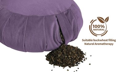 Медитаційна подушка Zafu Sensory Owl, оксамитова, наповнювач – лушпиння гречки, кругла, висота 18 см, 35 см, колір лаванда