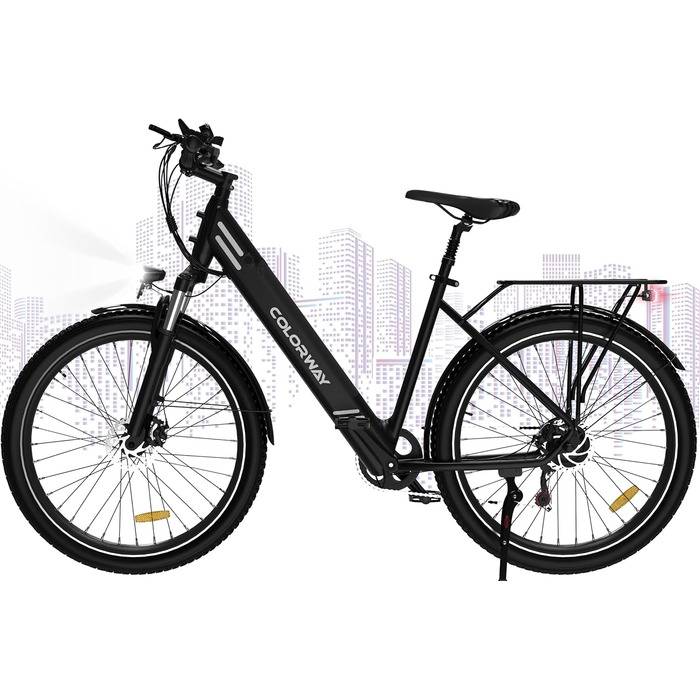 Електровелосипед COLORWAY 27,5''×2,8'', 250Вт, 36В/15Аг, 7-швидкостей, LCD-дисплей, подвійний диск. гальма, запас ходу 45–100 км, для міста