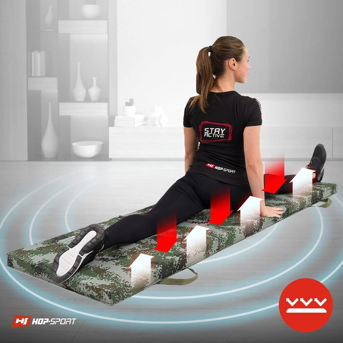 Складаний гімнастичний мат Hop-Sport 180x60x5 см, товщина 5 см, для фітнесу та дому з ручками, підлога, спортивний мат для тренувань