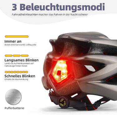 Велошолом Shinmax з візором та LED підсвіткою для дорослих, універсальний, для MTB і шосе, титановий, 57-62 см
