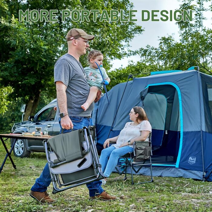 Крісло для кемпінгу Timber Ridge, складне, 180 кг, з бічним столиком та кишенею, сіре (1 шт)