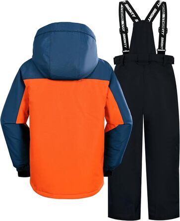 SNOWER Дитячий зимовий комбінезон для хлопчика з капюшоном, теплий гірськолижний костюм, кольоровий зелений (6-7 років, помаранчевий)