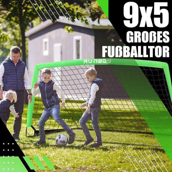 Ворота для футболу RUNBOW для дітей, портативні, для двору, дитяче тренування, з сумкою для перенесення, 2,7 x 1,5 м (зелені)