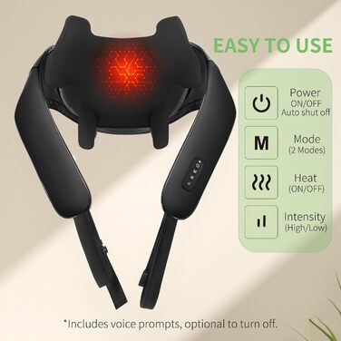 Масажер для шиї та спини з підігрівом Wiederaufladbares Nackenmassagegerät 2600 mAh, 4D масаж, Шиацу для ніг та тіла, зняття болю