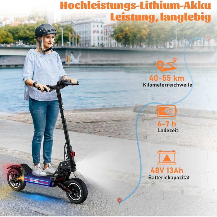 Електросамокат для дорослих TODIMART G2/S9/13, 40-90 км, 10