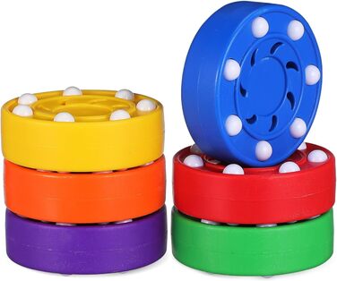 Набір хокейних шайб BESPORTBLE 6 шт. - шайби для вуличного хокею з ABS пластику, для гри в приміщенні та на вулиці, тренування інлайнового хокею - кольорові та неслизькі, для дітей та дорослих