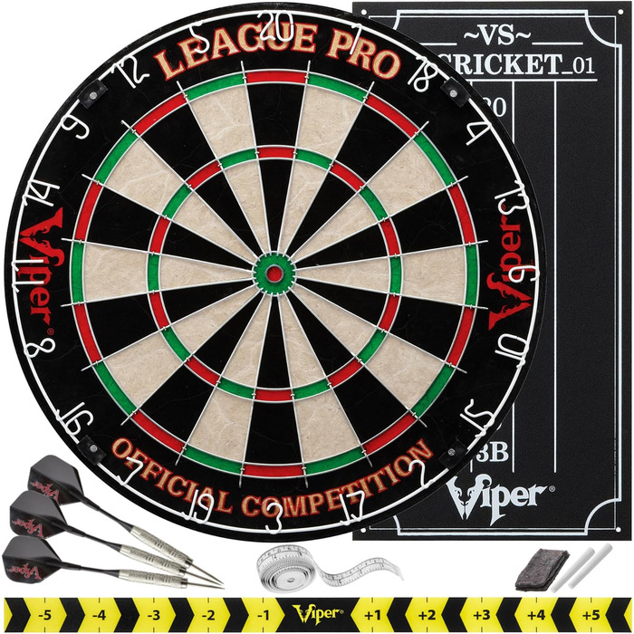 Професійна дартс-мішень Viper League Pro з сизалю, безскобова, Bullseye, комплект із крікет-табло