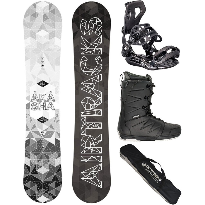 Сноуборд комплект Airtracks Akasha Wide Hybrid Rocker + кріплення Master + черевики + сумка SB, 152/157/159/162 см, сноуборд 162 см, черевики Star Black 46