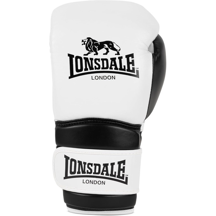 Боксерські рукавички Lonsdale Barford зі шкіри, білі/чорні, 14 унцій