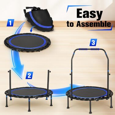 Трамплін фітнес складаний 106 см, 150 кг, 3 рівня регулювання ручок, без встановлення, для дітей, синій