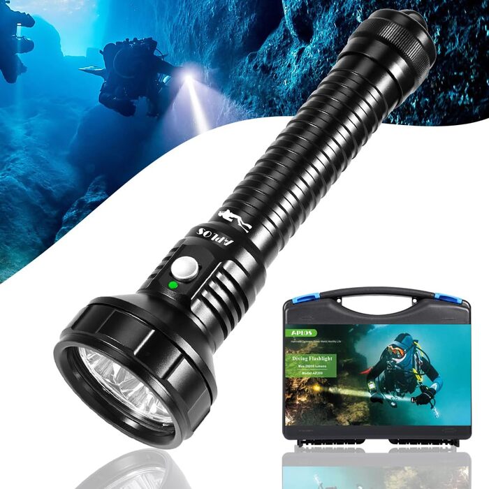 Ліхтар підводний APLOS AP30 3000lm, водонепроникний IPX8, акумуляторний, професійний для дайвінгу