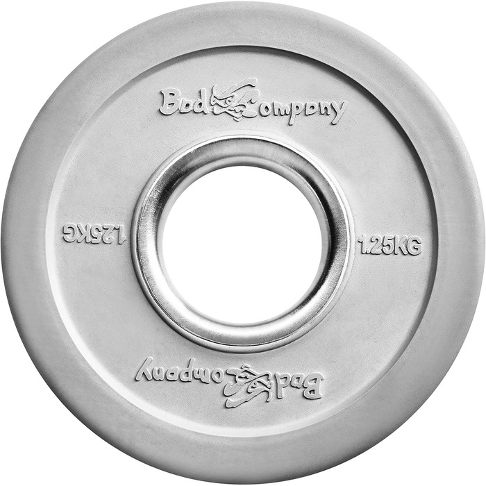 Гирі Bad Company Olympia з кольоровим маркуванням, диски для штанги 50/51 мм, чавунні з гумовим покриттям, набір 6 x 1,25 кг (7,5 кг)