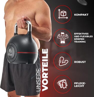 Кетлбел зміннісна Flexi-Kettlebell 2-20 кг для силових тренувань, CrossFit та загальної фізичної підготовки. Компактний, регульований, для домашнього тренажерного залу, Пілатесу, тренувань всього тіла. Набір кулькових гантелей.