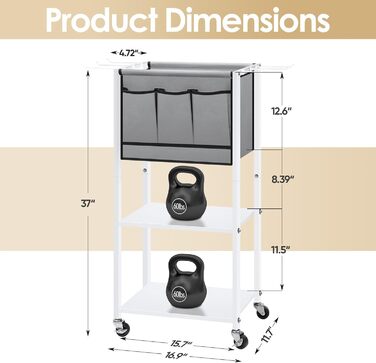 Стойка для гантелей для дому, багаторівнева полиця для зберігання, органайзер для йога-килимка та фасційного ролика, аксесуари для тренувань з роликами та гачками, білий