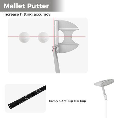 LIFEZEAL Комплект жіночого гольф-сету: ключки, сумка, драйвер, фейрвей, гібрид, айрон, паттер (чорний)