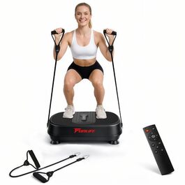Віброплатформа Funlife 120кг, 180 рівнів, 5 програм, Bluetooth, динаміки + троси для тренувань, чорна