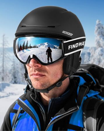 Шолом гірськолижний Findway для чоловіків та жінок, унісекс, з вентиляцією, для катання на лижах/сноуборді, розмір L (59-63 см), колір чорний