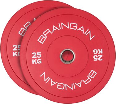 Пара олімпійських бамперних дисків BRAINGAIN 2×20 кг, суцільна гума для силових тренувань та важкої атлетики