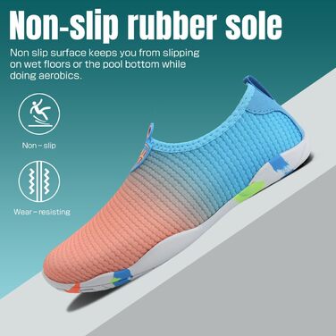 Взуття для плавання та водних видів спорту WateLves: чоловіче та жіноче, швидковисихаюче, унісекс, кольори: блакитний, помаранчевий, розмір 39 EU