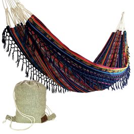 Гамак Boho Klassische з бахромою, ручної роботи, для саду та дому (Otavalo Rainbow) - міцний, водостійкий гамак для тераси, веранди, подвір'я