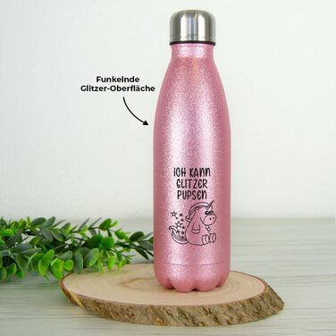 Термобутилка з нержавіючої сталі Glitzer, рожевий, BPA-Free, подарунок