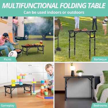 VINTEAM Стіл для пікніка та кемпінгу, регульована висота, складаний, 58x40 см