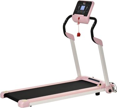 Електрична бігова доріжка HOMCOM 400 Вт, 1-12 км/год, 1,5 HP, LCD-дисплей, тримач для телефону, для дому, фітнесу, рожева, 134x60x118 см