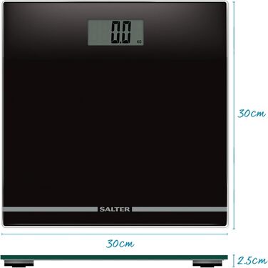 Цифрова вага для ванної Salter 9205 BK3R, скляна платформа, LCD, 180 кг, чорна