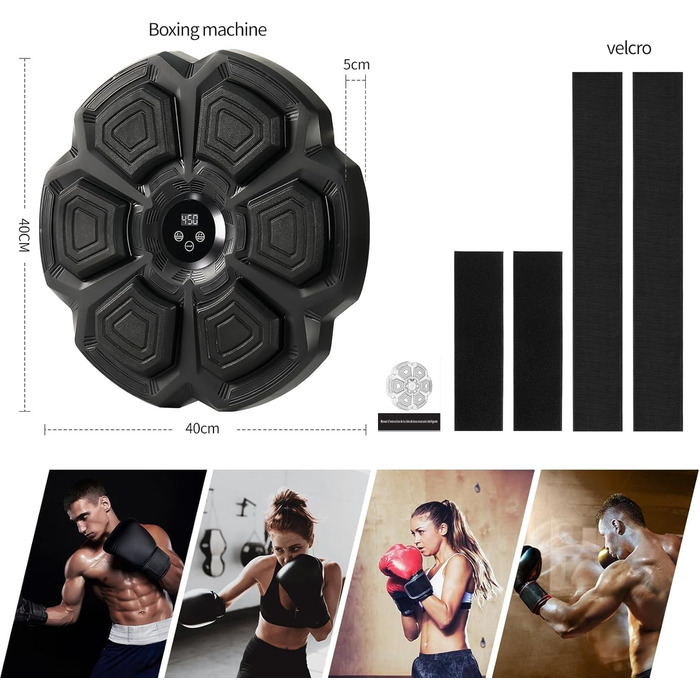 LEAFIA Музична боксерська машина: LED-дисплей, кріплення для боксерського мішка, Bluetooth, 9 режимів швидкості, підрахунок ударів, для зняття стресу та покращення реакції. Підходить для дорослих та дітей.