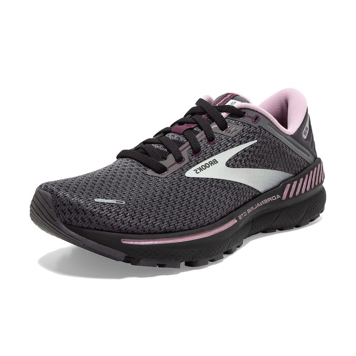 Brooks Adrenaline GTS 22: жіночі бігові кросівки з підтримкою, чорний/блакитний/кораловий, 37.5 EU