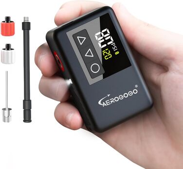 Електричний міні-насос GIGA PUMP для велосипеда, 120 PSI, акумуляторний, з LCD-дисплеєм, для шосейних, гірських та електровелосипедів, підходить для Presta і Schrader, налаштування тиску