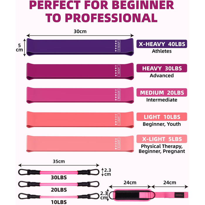 Набір еластичних стрічок для фітнесу: стрічки опору та манжети для тренувань ніг та тіла. Ідеально для йоги, фітнесу вдома та залу. З інструкцією.