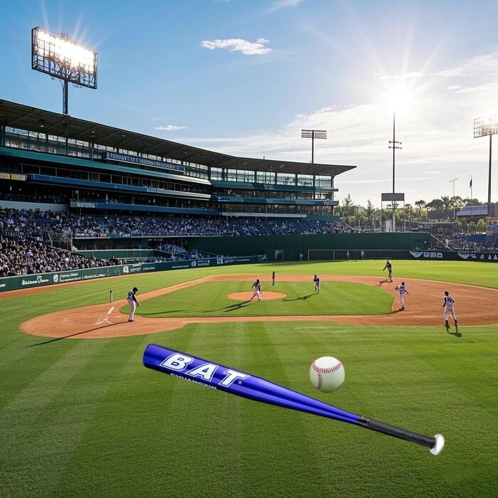 Бейсбольна бита 82 см (32 дюйми), алюмінієва з неслизькою ручкою, блакитна. Підходить для бейсболу та самозахисту