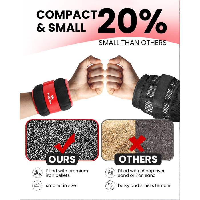 Важкі манжети для ніг та зап'ясть Fragraim (1/2/3/4/5/6/10 кг, 0,5 кг * 2) - для фітнесу, бігу, гімнастики, червоний