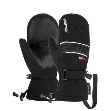 Дитячі гірськолижні рукавички-рукавиці Reusch Softshell, водонепроникні та теплі, чорно-білі, розмір 4