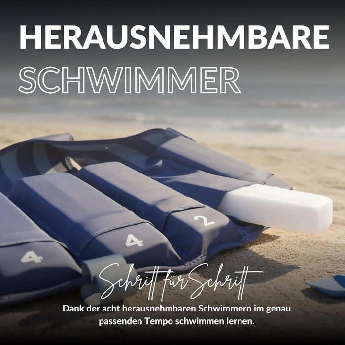 Навчальний плавець для дітей NOARD Kinder Schwiweste: 40+ нашивок для персоналізації, різні дизайни та розміри, 15–30 кг, 2–6 років, сертифікат EN 13138-1:2021, Siply green (L, Ocean Friends)