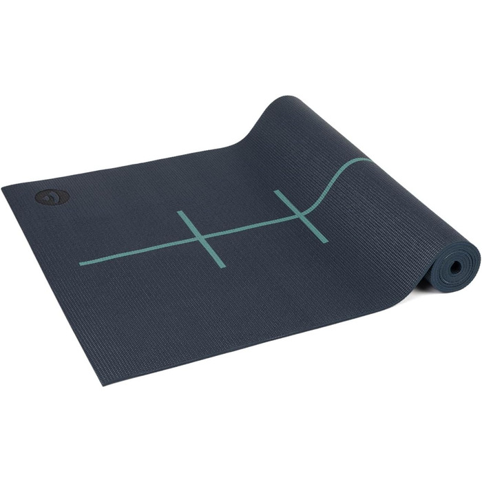 Йога мат Bodhi Leela Collection | Нековзна спортивна мат | Безпечна та миюча мат | PVC мат для йоги, пілатесу та гімнастики Yantra/Alignment, темно-синій