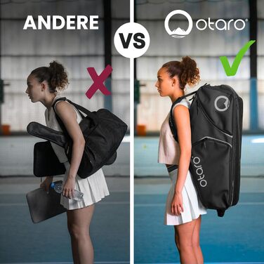 Сумка для тенісу Otaro Tennistasche 82L: для 4 ракеток, з термо-відсіком, відділенням для взуття, охолоджуючим відсіком, відділенням для ноутбука, чорна, водовідштовхувальна