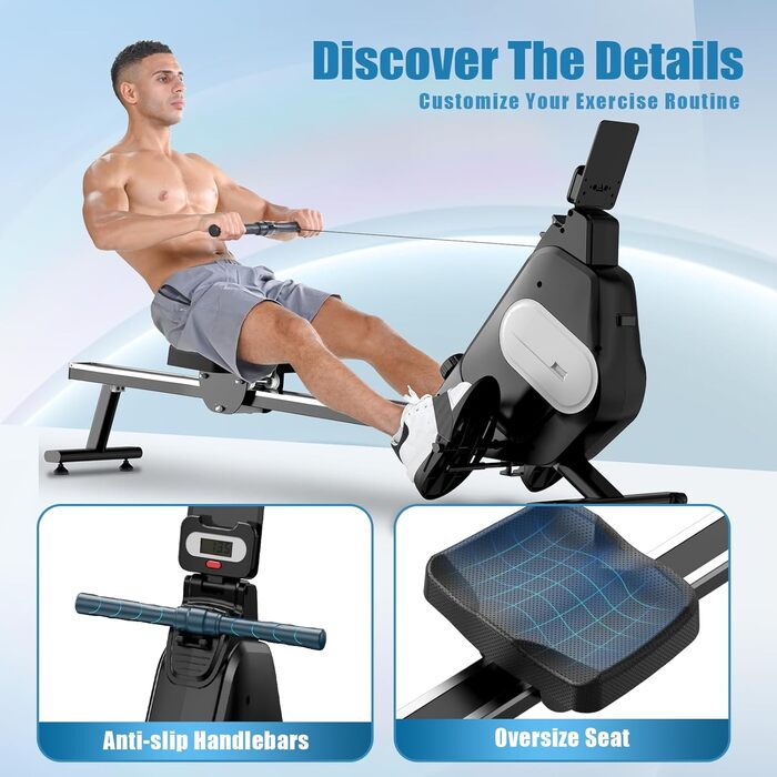 Складне тренажер для дому Dskeuzeew з 16 рівнями опору. Магнітний тренажер для кардіотренувань до 160 кг. Чорний колір.