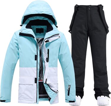 Комплект гірськолижний: куртка та штани (сніговий комбінезон) ALSOGO, водонепроникний, знімний капюшон, для катання на лижах та сноуборді (XL, TY133BluW, чорний)