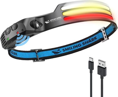 Шолом-ліхтар акумуляторний Smiling Shark, 230° кут огляду, 3 LED, біле світло, водонепроникний, для кемпінгу, бігу, риболовлі