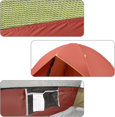 Намет кемпінговий Campingzelt купольний 2/3/4/6 місць, легкий, портативний для кемпінгу, пляжу, походів, сірий/червоний
