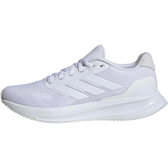 Жіночі кросівки для бігу adidas Runfalcon 5 Cloud White — білі, з амортизацією Cloudfoam та дихаючою сіткою, розмір 39 1/3 EU