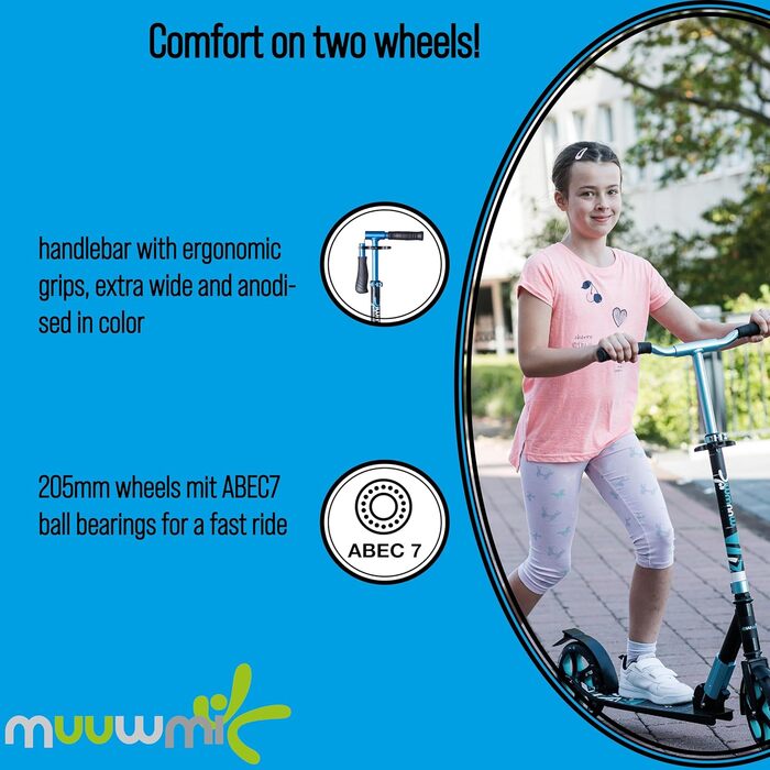 Алюмінієвий самокат muuwmi 205 мм, ABEC 7, для дітей і дорослих, регульований, сертифікований GS