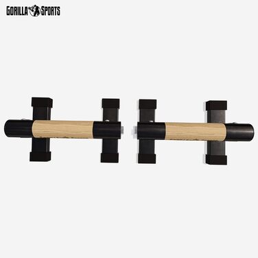 Ручки для віджимань Gorilla Sports® (2 шт) дерев'яні/сталеві, до 300 кг, з сумкою - для калістеніки, парних віджимань, стійки на руках
